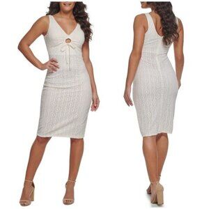 NWOT GUESS Women's Geo Lace Sheath with Key Hole Detail White 16‎